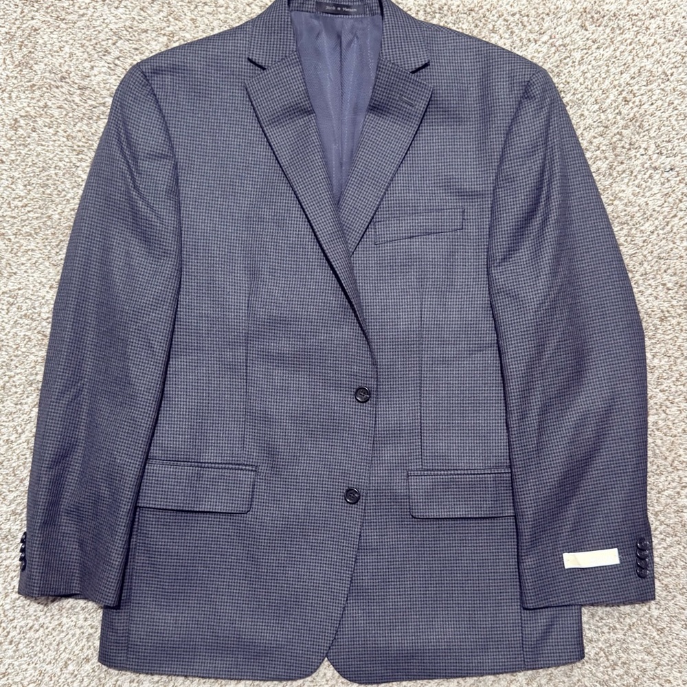 Michael Kors Navy Micro-Check Two-Button Blazer Size 44R